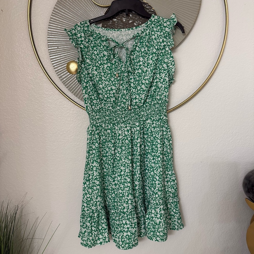 Green Floral Mini Dress